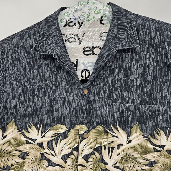 Vintage RJC‎ Shirt Mens 2X Hawaiian Floral Tropical Button Up Short Sleeve Black - Picture 2 of 10